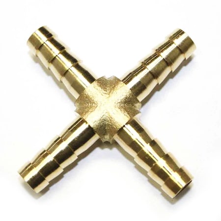 1/4 Inch Brass Hose Barb Cross Manifold Fitting, PK 100